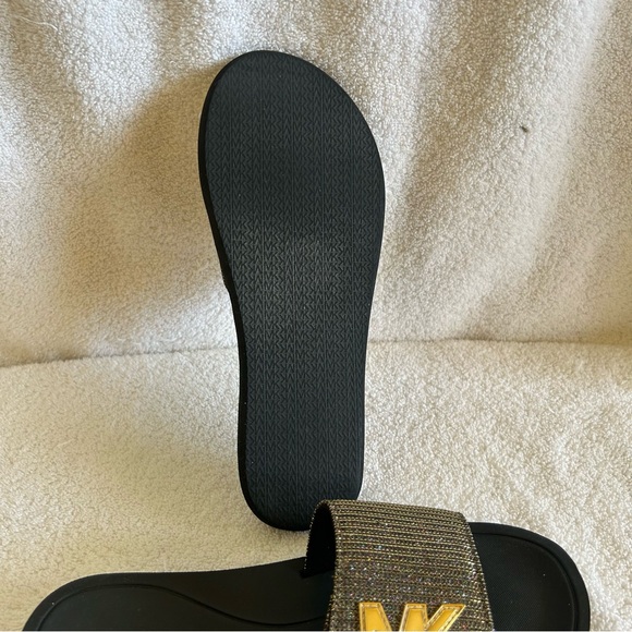 Michael Kors Black and Gold Slide Sandals - Picture 8 of 8